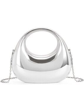 〽️ Women's Silver Clutch Purse Detachable Chain Wedding Evening Bag